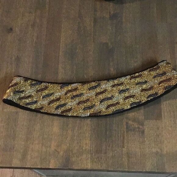 Belt vintage glass bead stretch belt Velcro closure - Picture 2 of 6